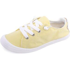 Women's Yellow Classic Canvas Fashion Comfort Slip On Walking Sneakers Shoes